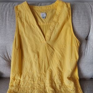 Yellow Eyelet Tank Top